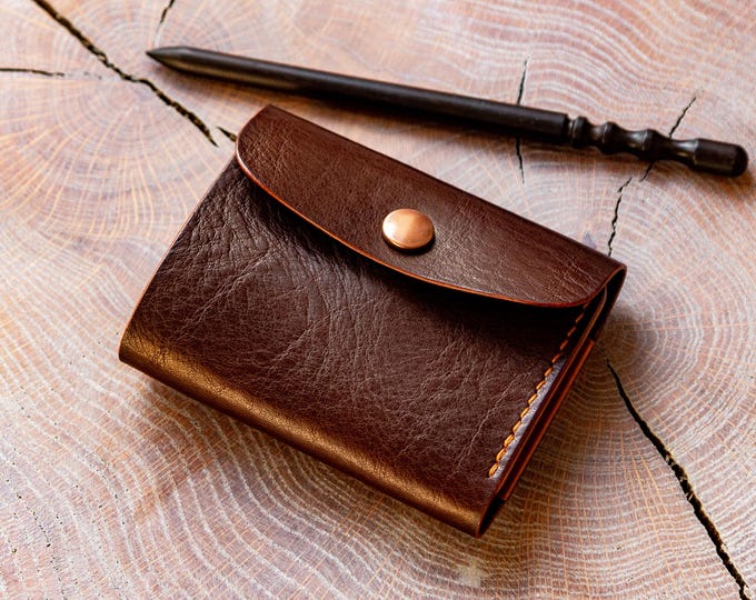 Veg Tan Leather Wallet Card Holder with Quick Access Card Pocket