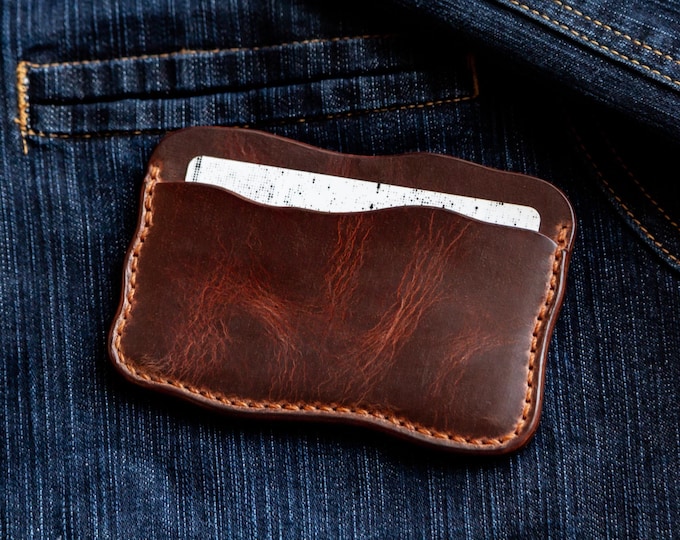 Veg Tan Leather Minimalist Wallet Card Holder, Assorted Colors