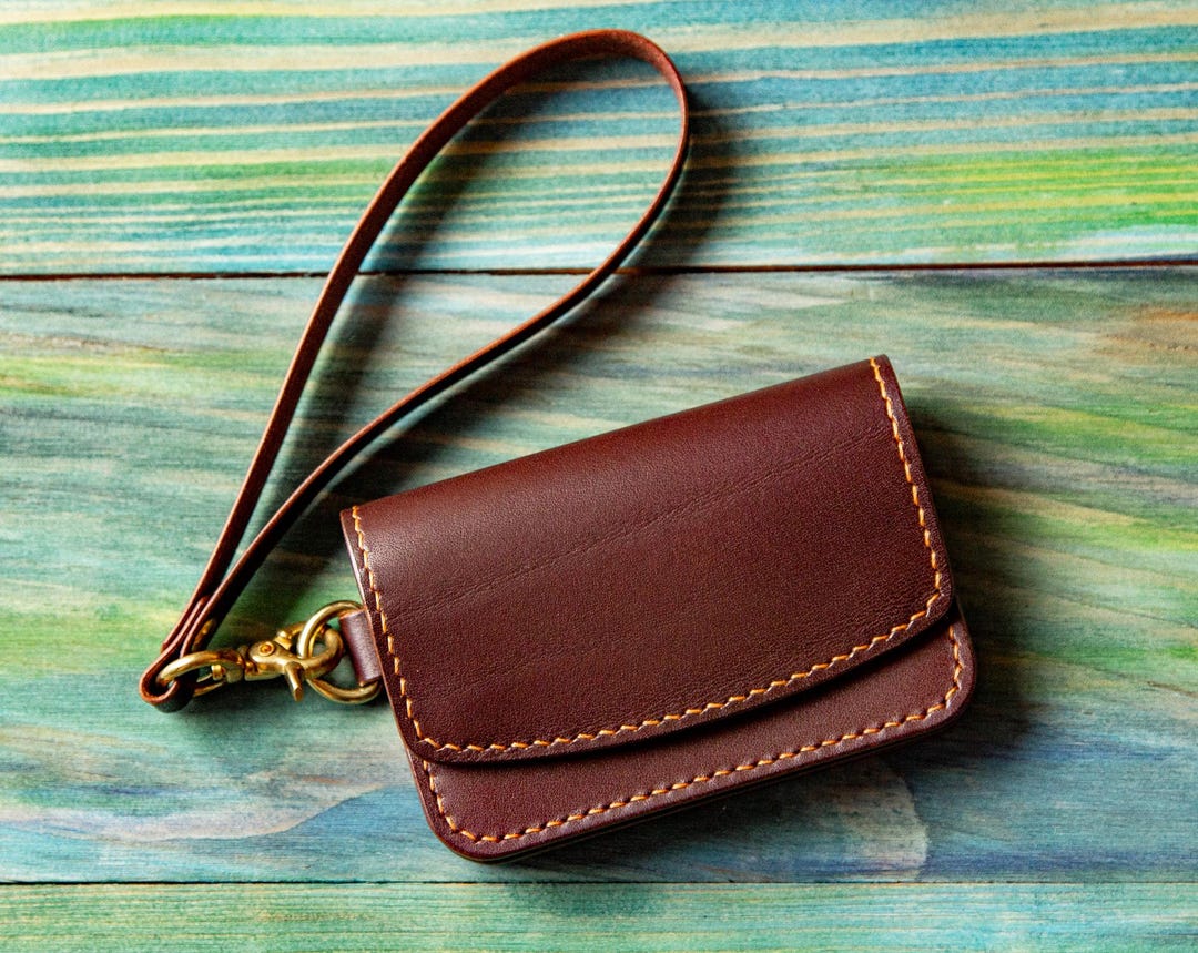 Leather Keychain Wallet With Coin Pocket and Wrist Strap | Small Wallet ...