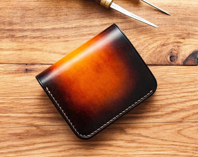 Veg Tanned Leather Wallet With Brass Clasps: Compact Bifold Card Holder