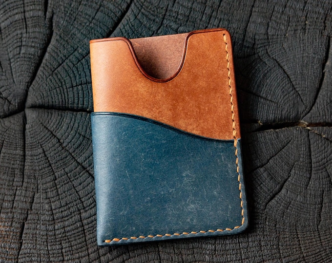 Minimaliist Leather Card Wallet: Slim Full Grain Design