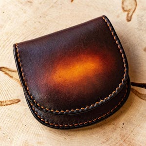 Monedero pequeño de cuero / Monedero de cuero italiano auténtico / Monedero de cuero curtido vegetal / Monedero de cuero de grano completo