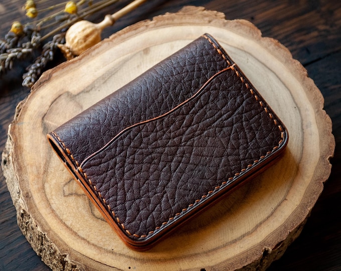 High Graid Veg Tanned Leather Card Wallet: Slim Design