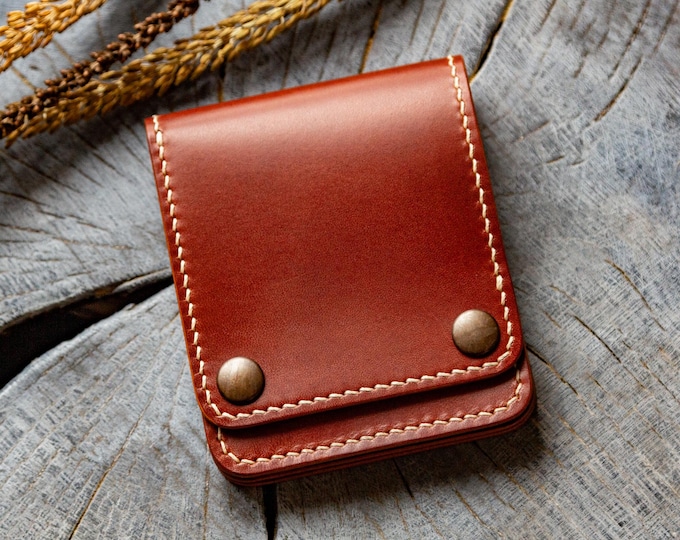 Full Grain Leather Wallet: External Card Slots & Coin Pocket