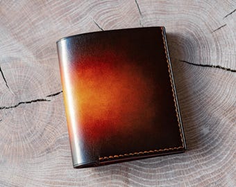 Handmade Full Grain Leather Bifold Wallet With Brass Clasps: Veg Tanned Card Holder