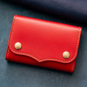 Womens Stylish Leather Wallet | Rote Leder Geldbörse | Handgefertigtes veganes Leder Portemonnaie Kartenhalter