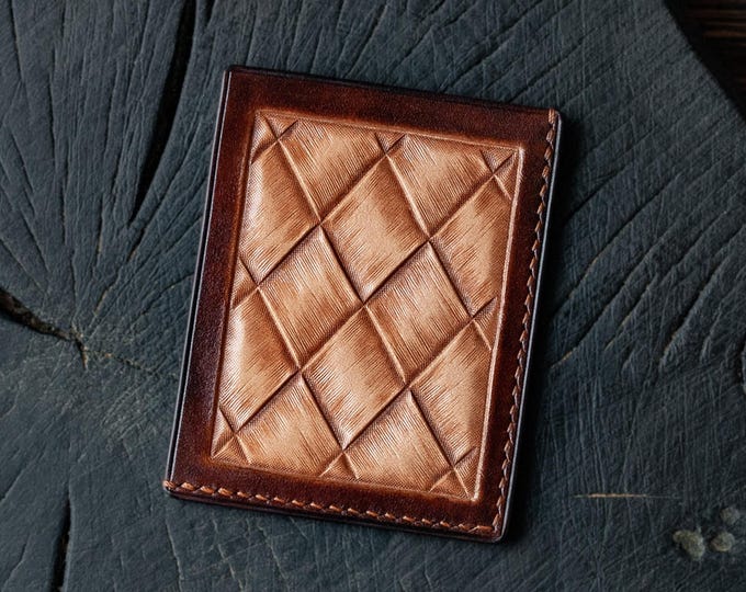 Hand Carved Slim Minimslist Leather Card Wallet