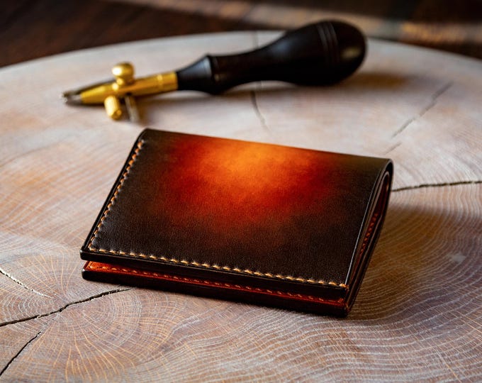 Full Grain Hand Dyed Leather Bifold Wallet With Brass Clasps