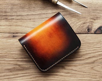Handmade Veg Tanned Leather Wallet With Brass Clasps: Compact Bifold Card Holder