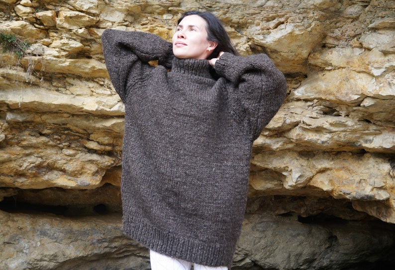 UNISEX Wollpullover, Handgestrickt aus 100% reiner Wolle, Chunky & Heavy, Oversize dicker Wollpullover Bild 2