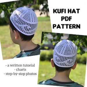 Mens skull cap kufi pdf crochet pattern image 1