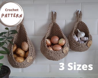 Crochet pattern, hanging crochet basket pattern, Teardrop Basket, storage basket, Rustic boho  home decor