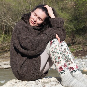 UNISEX Wollpullover, Handgestrickt aus 100% reiner Wolle, Chunky & Heavy, Oversize dicker Wollpullover Bild 7