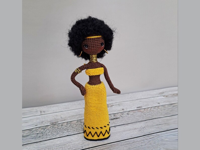 Pattern Crochet African Doll, Tutorial African Doll in Yellow, Pattern ...