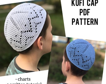 DIY crochet skull cap kufi for adults PDF pattern