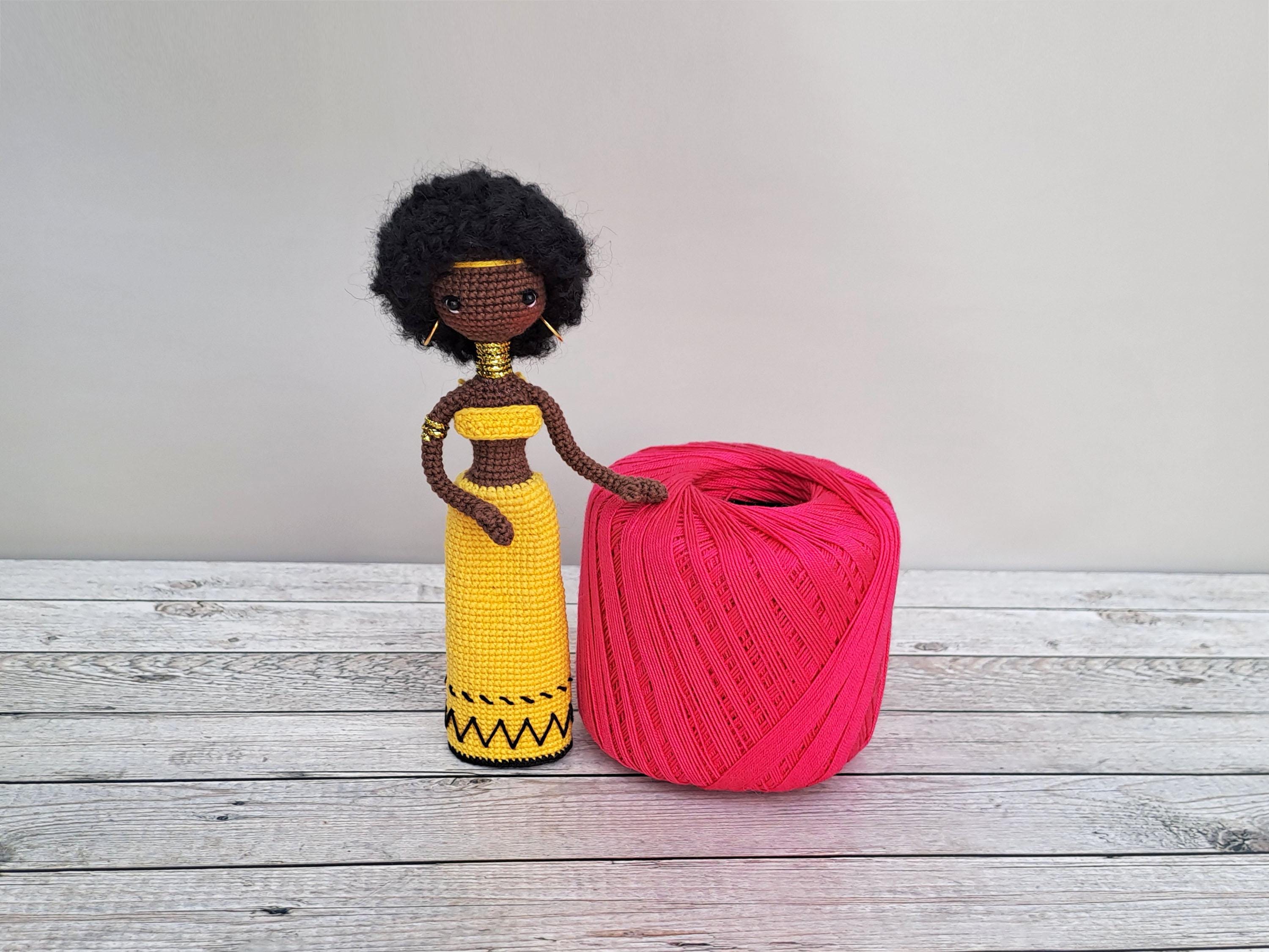 Pattern Crochet African Doll, Tutorial African Doll in Yellow, Pattern ...