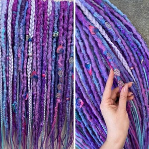 Pink blue purple synthetic textured De or SE dreadlocks full set, bohemian ombre DE SE crochet dreads, 20-22 inch hippie dreadlock extension
