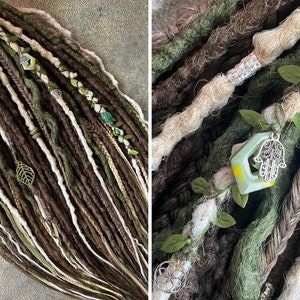 Swamp green brown blonde synthetic textured DE or Se dreadlocks full set, bohemian ombre DE SE crochet dreads, 20-22 in dreadlock extension