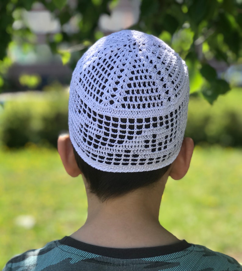 Mens skull cap kufi pdf crochet pattern image 3