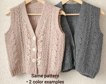 Crochet vest pattern PDF, Textured Women’s Vest, crochet top vest