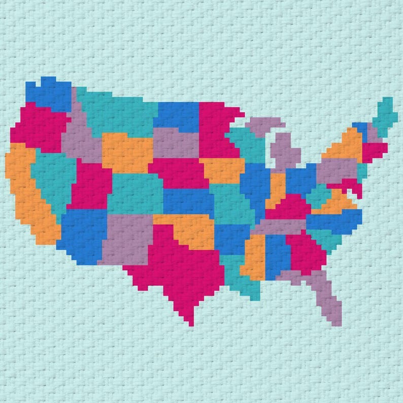 USA Map Crochet Pattern C2C Digital Download PDF Counted for Crocheting ...