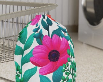 Floral Print Laundry Bag - College Laundry Bag - Laundry Hamper - Laundry Basket - Decor Home Gift - Housewarming Gift