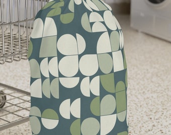 Green Geometric Laundry Bag - College Laundry Bag - Laundry Hamper - Laundry Basket - Decor Home Gift - Housewarming Gift
