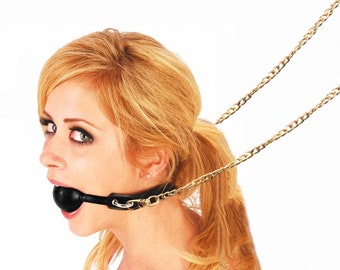Slicone Ball Gag with Leash Reins Set, Pony Play Mouth Gag And Reins Training Set