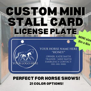 MINI plaque personnalisable pour box pour chevaux avec logo, plaque d'immatriculation personnalisée pour sellerie de box, cadeau de sécurité pour entraîneur de concours équestre, sports équestres