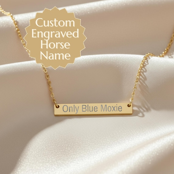 Custom Horse Name Necklace Engraved Horse Girl Gift Gold Equestrian Jewelry Equestrian Christmas Necklace Horse Owner Personalized Present