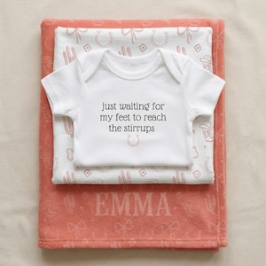 Baby Cowgirl Gift Equestrian Bodysuit Baby Girl Cute Horse Gift Cowgirl Baby Blanket Present Equestrian Mom Western Themed Baby Shower Gift
