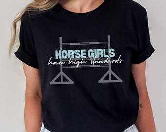 Pferd springen Shirt lustiges Pferd Mädchen Geschenk Reiter Pferd zeigen T-Shirt Scheune Mutter Geschenk Reiten TShirt Pferdeliebhaber vorhanden Trainer Pullover