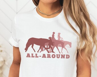Regalo per spettacolo equestre, maglietta per cavaliere a tutto tondo, regalo per la mamma dello spettacolo, maglietta da cavaliere inglese, spettacolo equestre, istruttore di equitazione western, maglietta unisex, spettacolo equestre