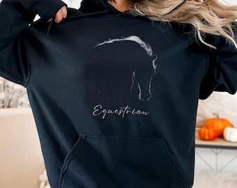 Hübsches Dressurpferd Sweatshirt Reiter Hoodie Künstlerische Pferde Liebhaber Geschenk Weihnachten Scheune Bekleidung Reiten Frau Pferd Liebe