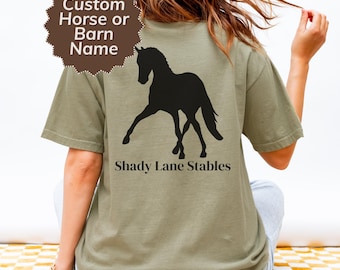 Custom Dressage Shirt Farm Name Apparel Gift Personalized Horse Name TShirt Dressage Training Barn Apparel Horse Show Gift English Rider Tee