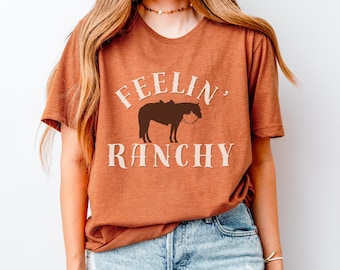 Western Ranch shirt paardrijden ranch rijden cadeau paard trainer T-shirt schuur moeder paard show graphic tee aanwezig paardensport minnaar uniseks tee