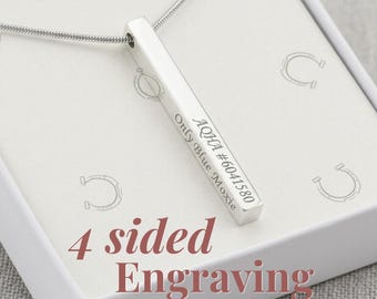 Necklace Personalized Horse Name Owner Gift Engraved Jewelry for Equestrian Necklace Custom Engraved Horse Lover Gift Registered Name Custom