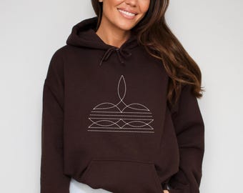 Sudadera con capucha estilo vaquero minimalista, ideal para amantes de los caballos.