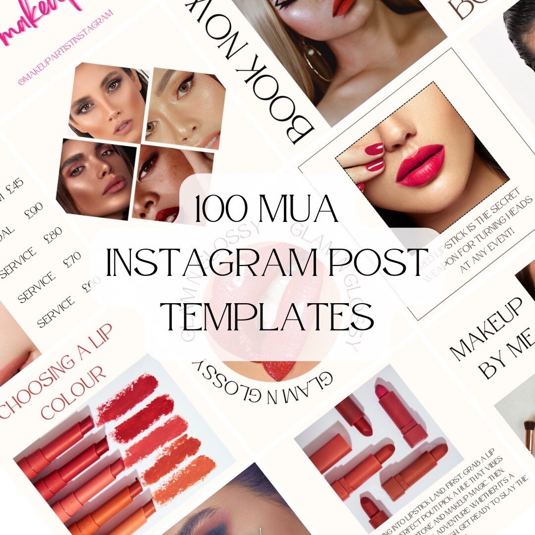 100 MUA Editable Instagram Posts for Social Media. Instagram Templates ...