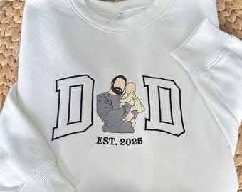 Embroidered Dad Shirt | Custom Embroidered Father Tshirt | Custom Embroidered Photo, Gift for Dad