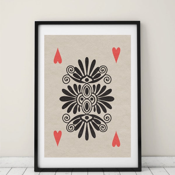A2 format lino cut inspired printable artwork LUCKY CHARM