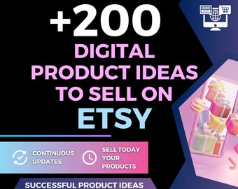 Over 200  Digital Product Ideas for Etsy Success | High Demand Products | Online Passive Income | Best Product Ideas | Digital Download