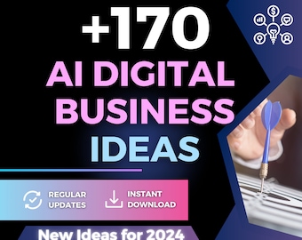 Más de 170 ideas de negocios de IA para ganar dinero en línea / Ideas de inicio de IA / Negocios en línea / Productos digitales / Tendencias comerciales futuras / Marketing de IA