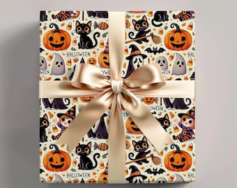 Najszczęśliwszy papier do pakowania na Halloween: Straszny motyw „Cukierek albo psikus”