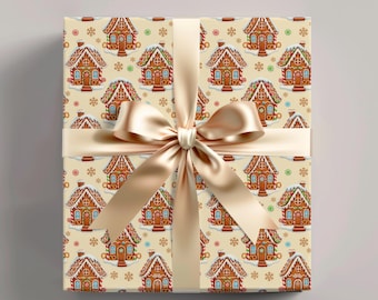 Gingerbread House Wrapping Paper, Festive Gift Wrap for Holidays, Christmas Wrap, Holiday Gingerbread Theme, Cute Holiday Decor
