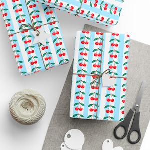 Cherry Print Gift Wrap, Festive Present Paper, 90gsm Fine Art Paper image 6