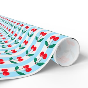 Cherry Print Gift Wrap, Festive Present Paper, 90gsm Fine Art Paper image 5