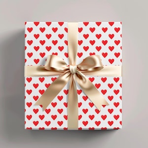 Sir Hearts A Lot Wrapping Paper, Valentine&#39;s Day Gift Paper, Love Hearts Theme, Red Hearts Gift Wrap, Traditional Red Hearts Pattern