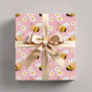 Bee and Daisy Wrapping Paper: Floral Gift Wrap