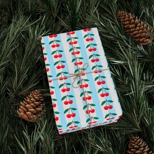 Cherry Print Gift Wrap, Festive Present Paper, 90gsm Fine Art Paper image 8